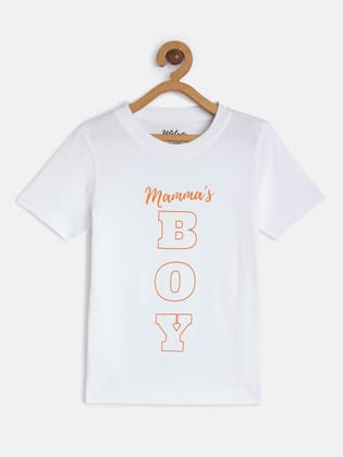 Boys White Printed Crew Neck T-shirt-12