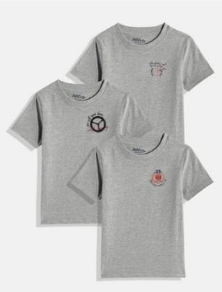 Boys Grey Pack of 3 Printed T-shirt