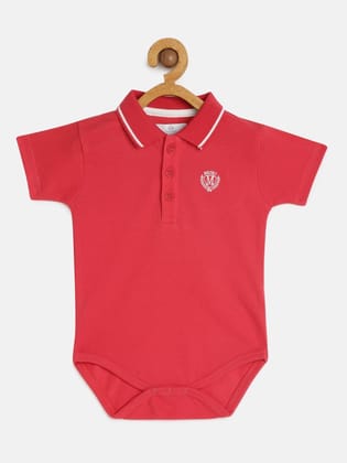 Boys Red Organic Cotton Solid Sustainable Bodysuit