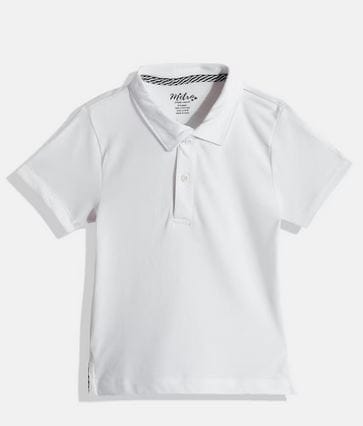 Boys White Solid Cotton Polo Collar T-shirt