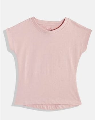 Girls Peach Solid Crop Top