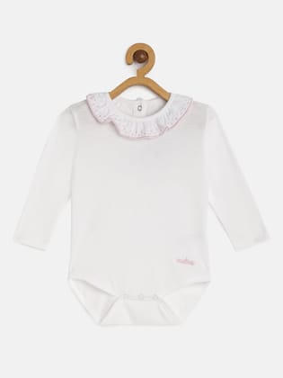 Girls White Organic Cotton Solid Sustainable Bodysuit