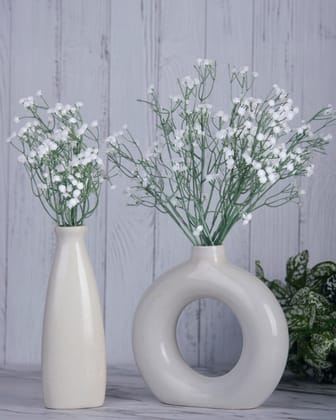 OVG Artificial Flowers Babys Breath, Gypsophila Flowers Sticks, (Pack of 5 Pcs) 60cm Fabric and Plastic (Without Vase) for Home Decor, Decoration Items