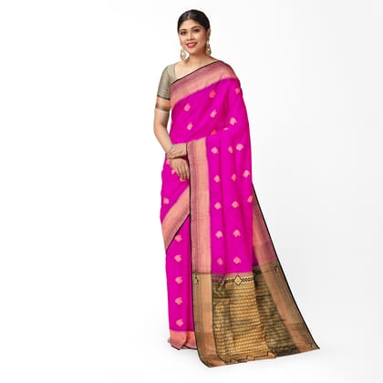 Magenta Color Small Mango Butta Saree with Unstitched Blouse