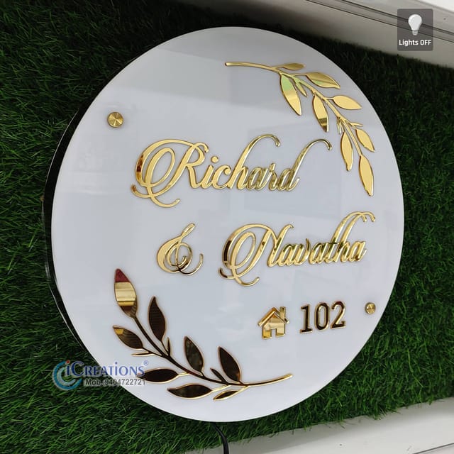 Buy iCreation Acrylic Name Plate - Make Your Entryway Shine with  Personalized Gold Lettering (6x12) Online at Low Prices in India 