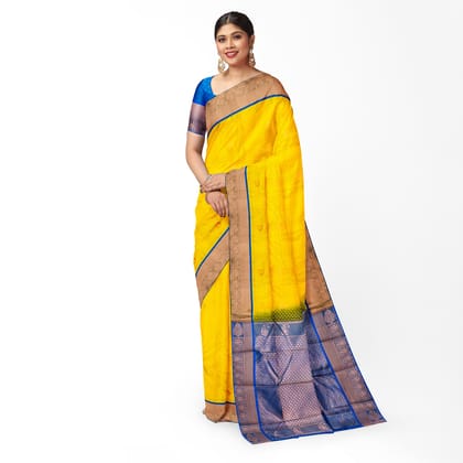 Lime Yellow Color Small Butta Saree with Unstitched Blouse