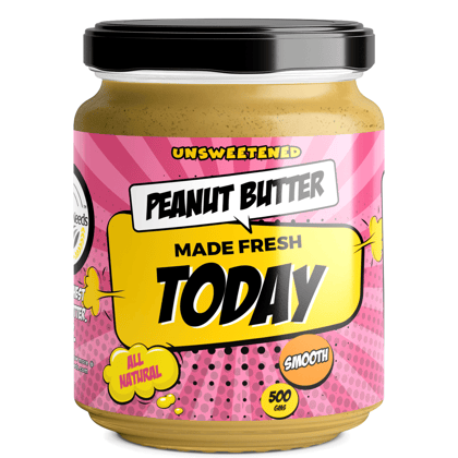 Natural Peanut Butter - Unsweetened, Smooth (500gms) - Made Fresh on Day of Order