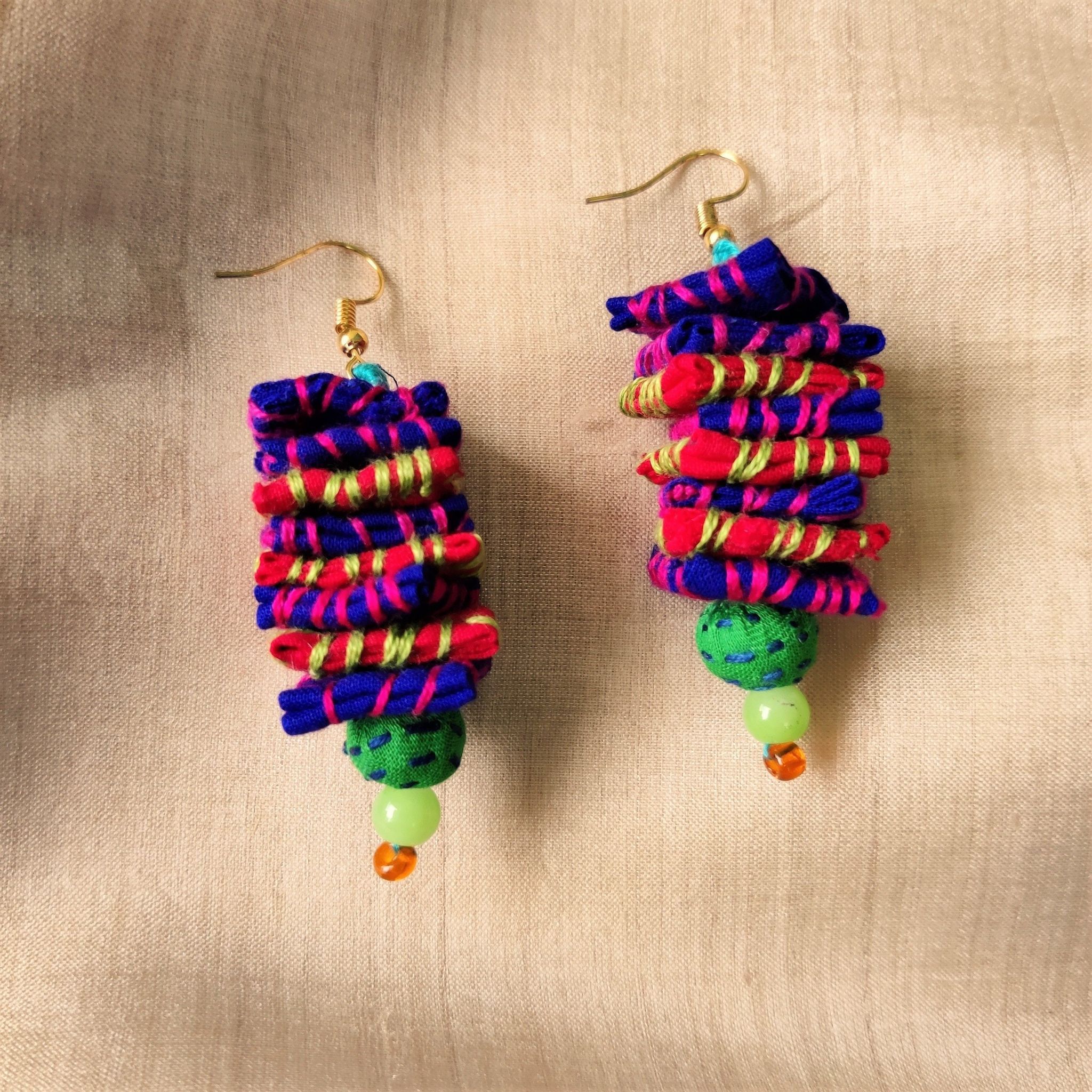 Pancake Stack Kantha Earrings