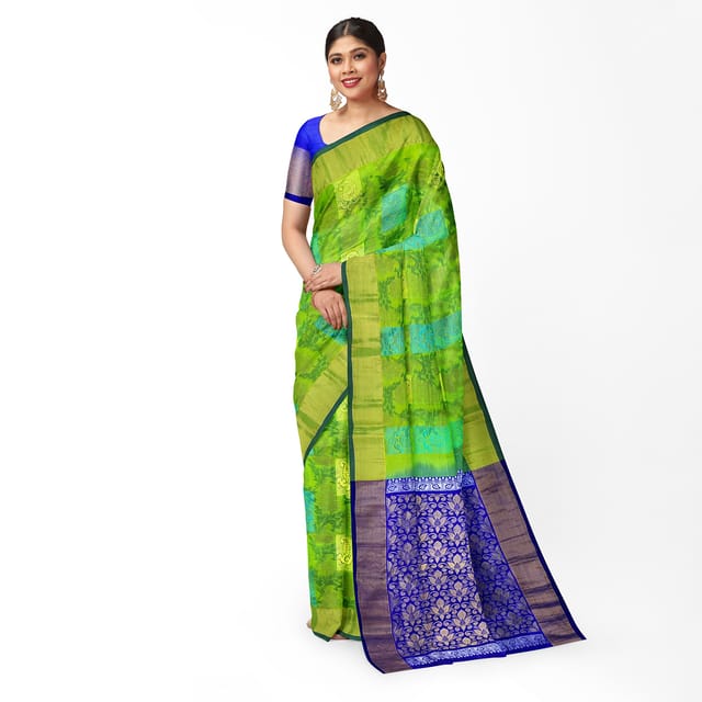 Light Green Color Mango Design Kanjivaram Pure Silk Saree