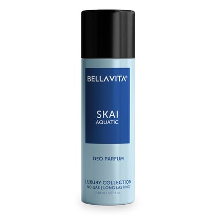 Bella Vita Luxury SKAI AQUATIC No Gas Deodorant Body Parfum for Men with Bergamot, Pineapple, Lavender | Aquatic & Fresh Fragrance Musky & Premium & Long Lasting Body Perfume DEO 150 ML