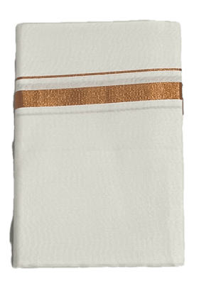 Pure white cotton Dhothi - Silk Border - Sarathi White Dhoti Mundu