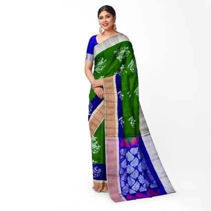 Bottle Green Color Attractive Floral Butta Pure Kanjivaram Silk Saree