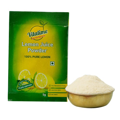 Vitalime Lemon Drink Powder | All Natural freeze Dried lemon juice powder |100% Water Soluble| Best for Flavoring,5g(Pack of 10)