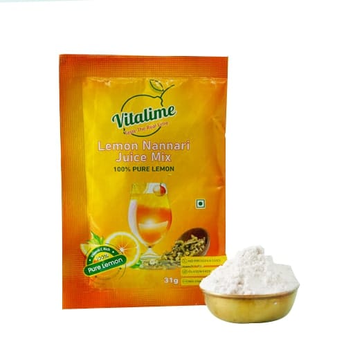 Vitalime Lemon Nannari Juice Mix|100% Natural |Pure and Natural coolant -31gram (Pack of 10)