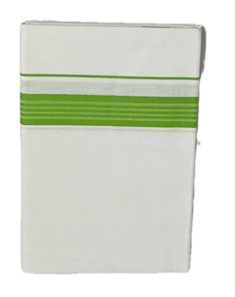 Pure white cotton Fancy border Dhothi - Think Border with lines - mundu