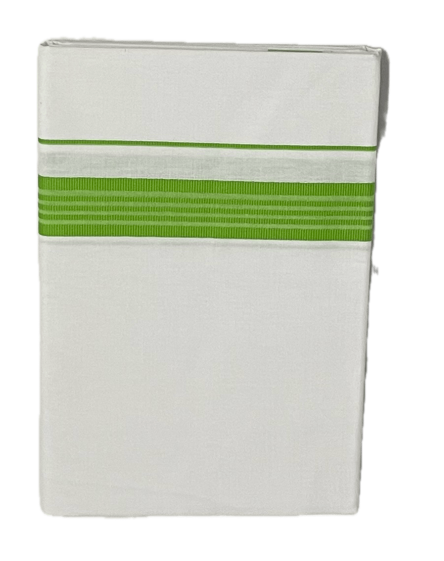 Pure white cotton Fancy border Dhothi - Think Border with lines - mundu