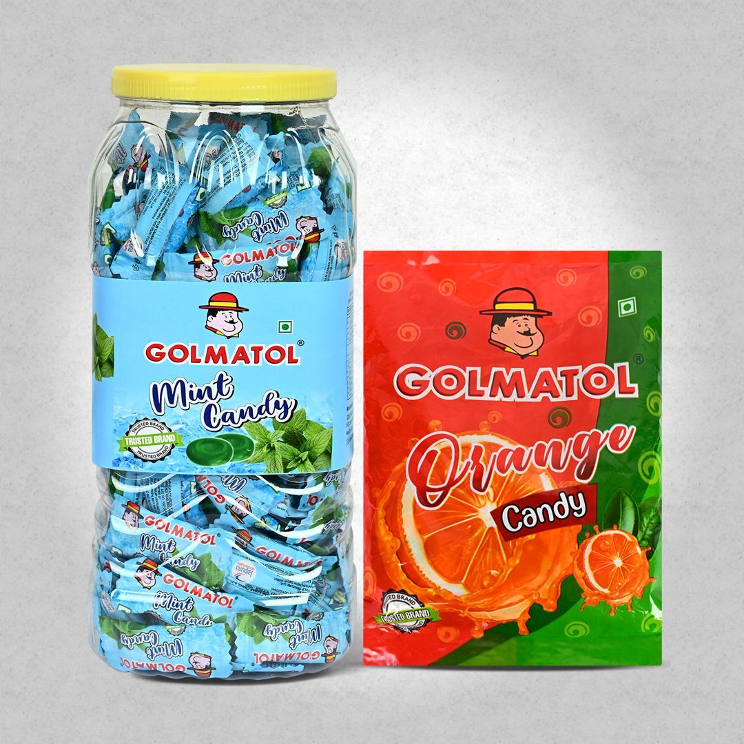 Golmatol Mint and Orange Candy Combo of Jar/Packet containing 170/100 Pieces Respectively