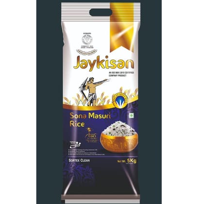 STEAM SONA MASURI (5KG), JAYKISAN +F(FORTIFIED WITH 9 ADDED VITAMINS & MINERALS)