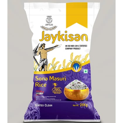 STEAM SONA MASURI RICE (26KG), JAYKISAN +F(FORTIFIED WITH 9 ADDED VITAMINS & MINERALS)