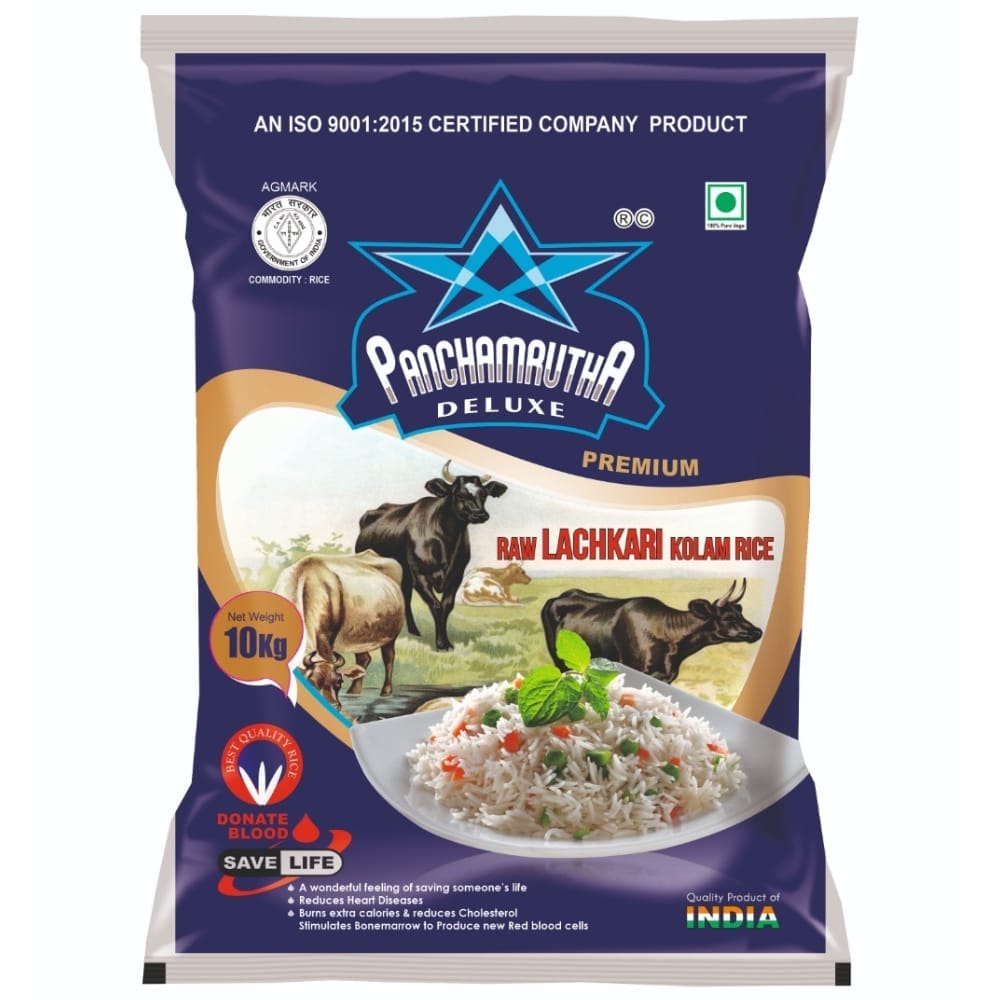 RAW JEERA JSR LACHKARI KOLAM RICE (10KG) , PANCHAMRUTHA DELUXE +F(FORTIFIED WITH 9 ADDED VITAMINS & MINERALS)