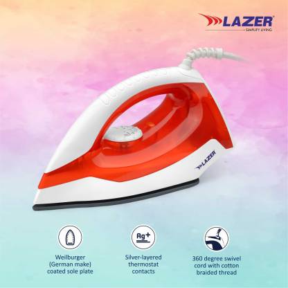 Lazer Ultimate 1100 W Dry Iron  (Red, White)