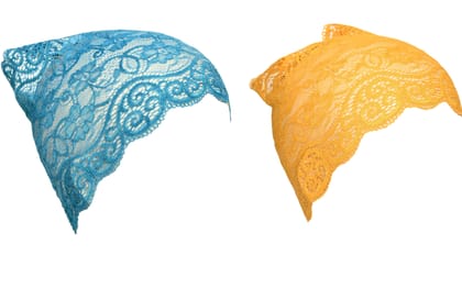 Girls and Womens Hijab Cap Hijab Headband, Under Hijab Scarf Light Blue and Yellow Naqab Head Scarf (2 pcs)