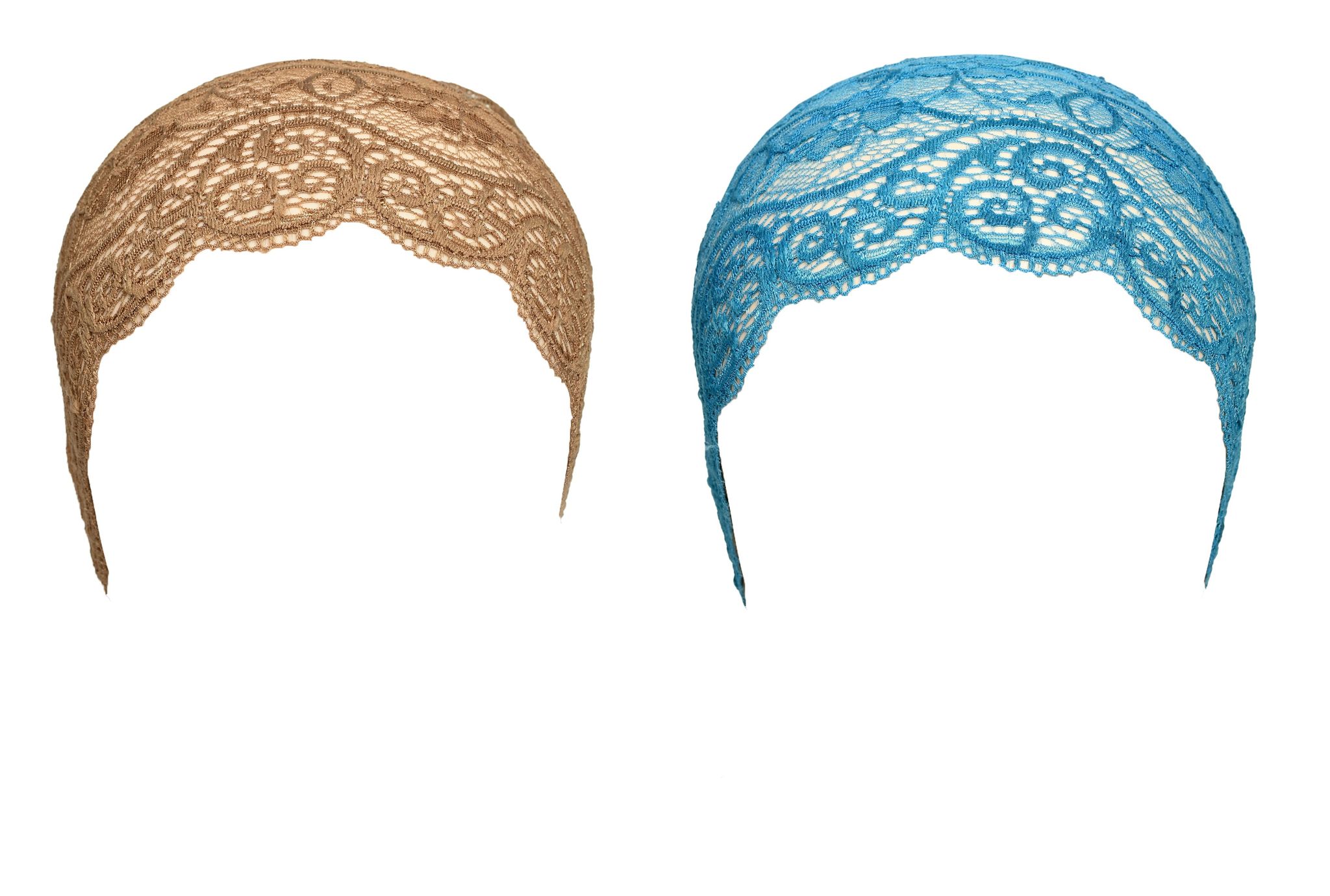 Girls and Womens Hijab Cap Hijab Headband, Under Hijab Scarf Light Brown and Light Blue Naqab Head Scarf (2 pcs)