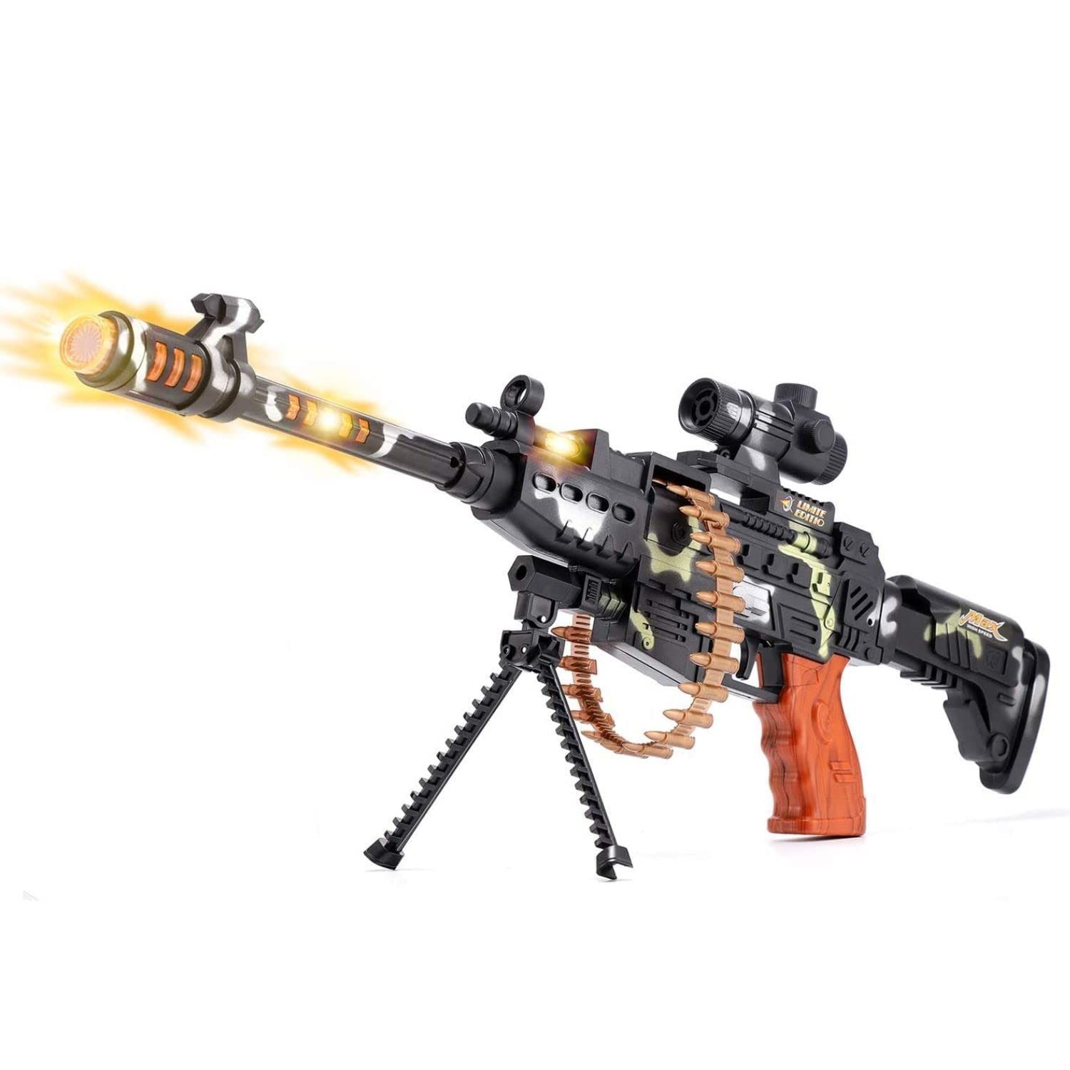 KTRS ENTERPRISE Machine Gun Toy with LED Flashing Lights and Sound Effects for Boys, Girls, Combat Military Mission Machine Gun