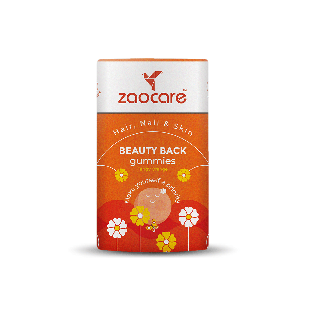 Zaocare Beauty Back Gummies for Hair, Nail and Skin | For Men & Women | Vegan | Plant based Biotin | Orange | 30 Biotin Gummies (1 gummy a day)