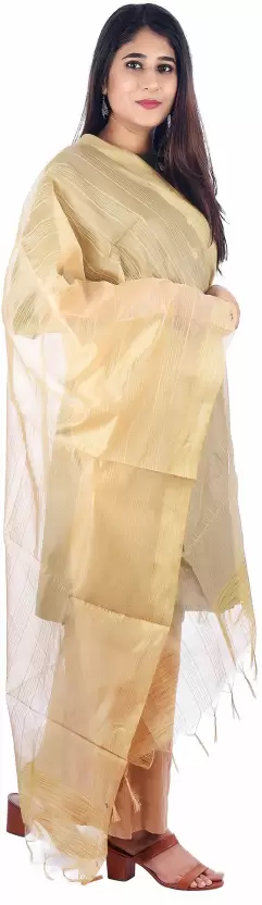 Pure Cotton Solid Gold Women Dupatta