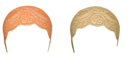 Girls and Womens Hijab Cap Hijab Headband, Under Hijab Scarf Orange and Dark Beige Naqab Head Scarf (2 pcs)