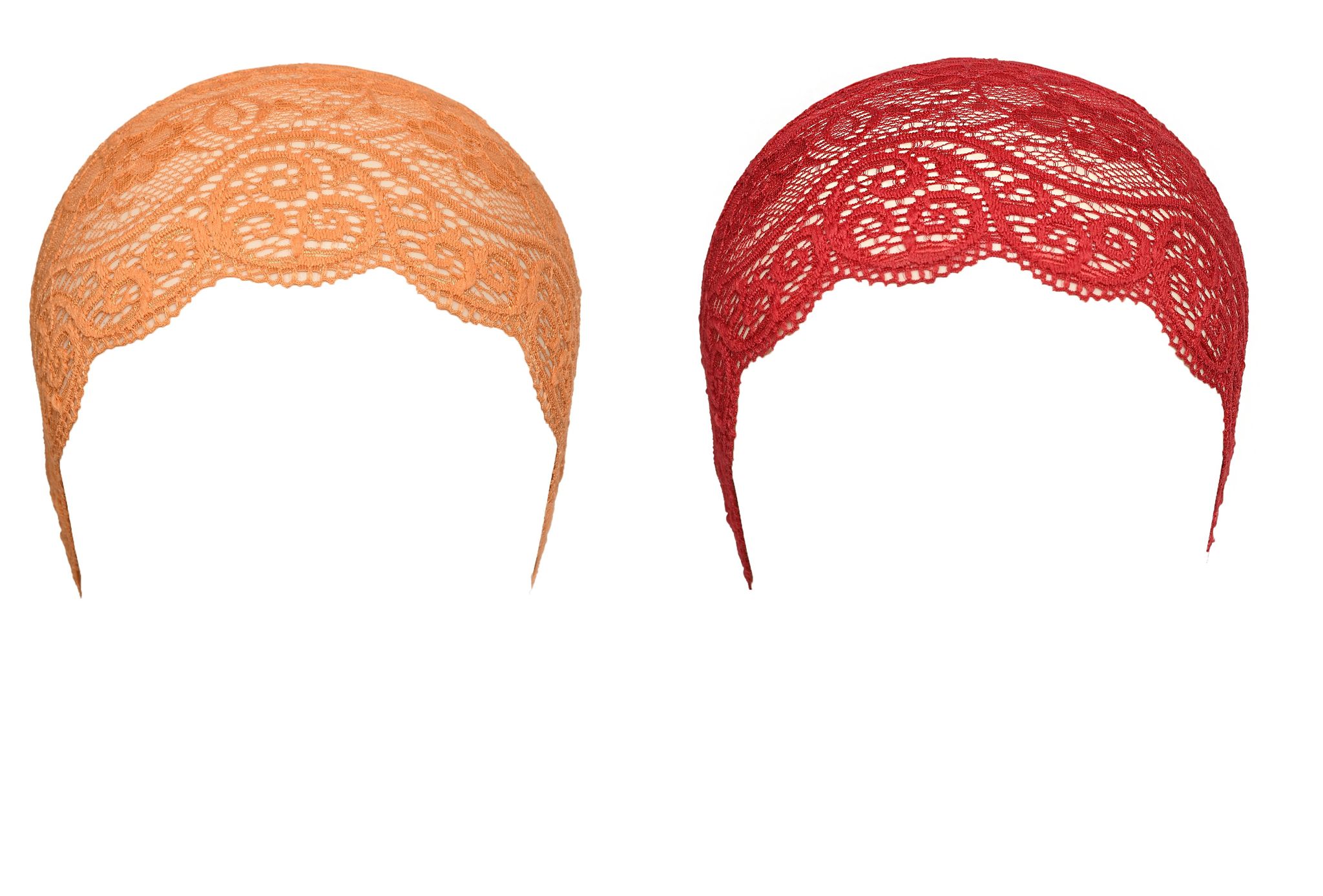 Girls and Womens Hijab Cap Hijab Headband, Under Hijab Scarf Orange and Dark Red Naqab Head Scarf (2 pcs)