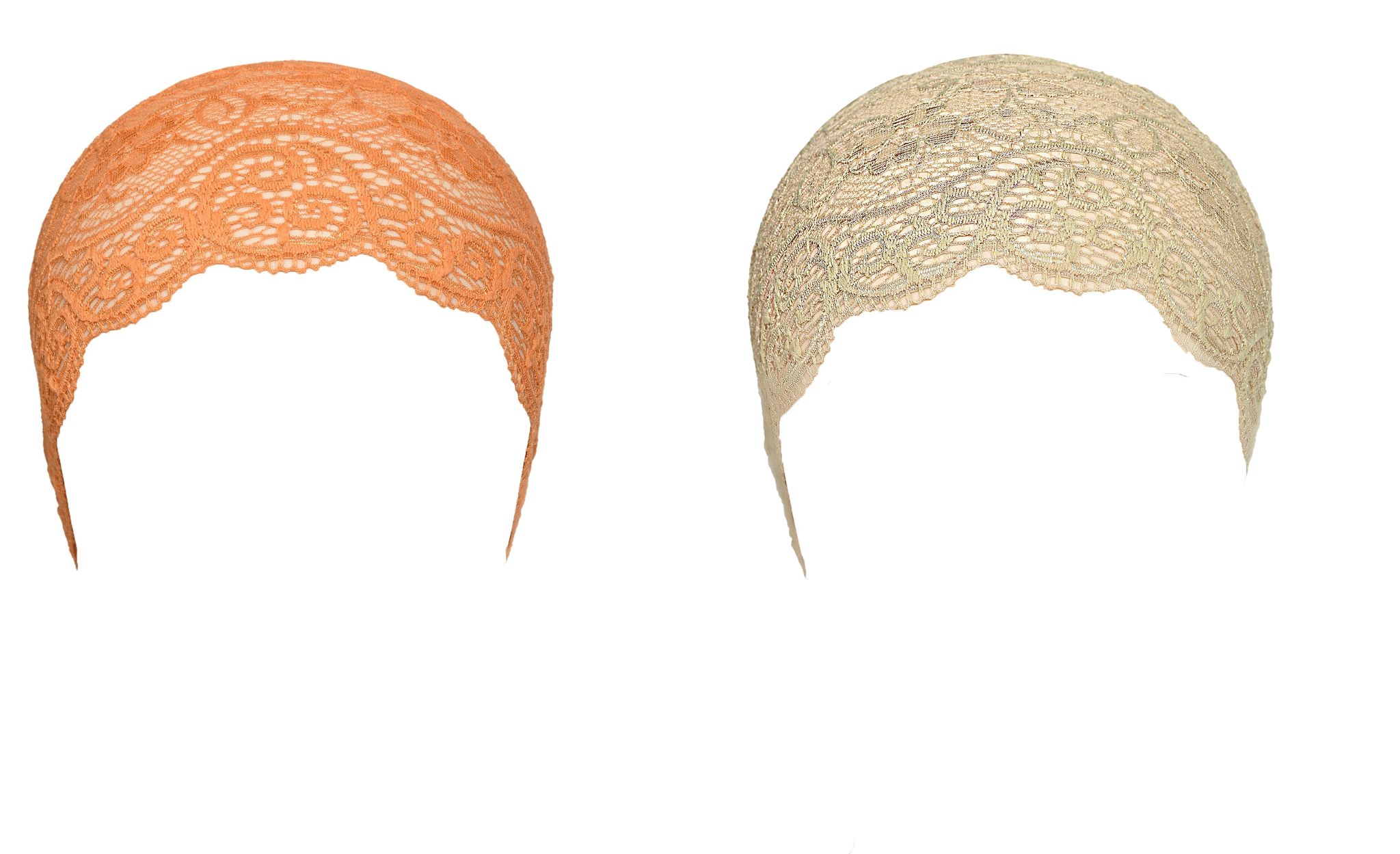 Girls and Womens Hijab Cap Hijab Headband, Under Hijab Scarf Orange and Light Beige Naqab Head Scarf (2 pcs)