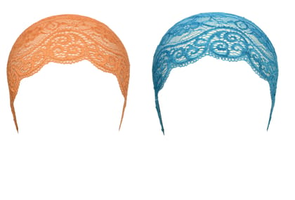 Girls and Womens Hijab Cap Hijab Headband, Under Hijab Scarf Orange and Light Blue Naqab Head Scarf (2 pcs)
