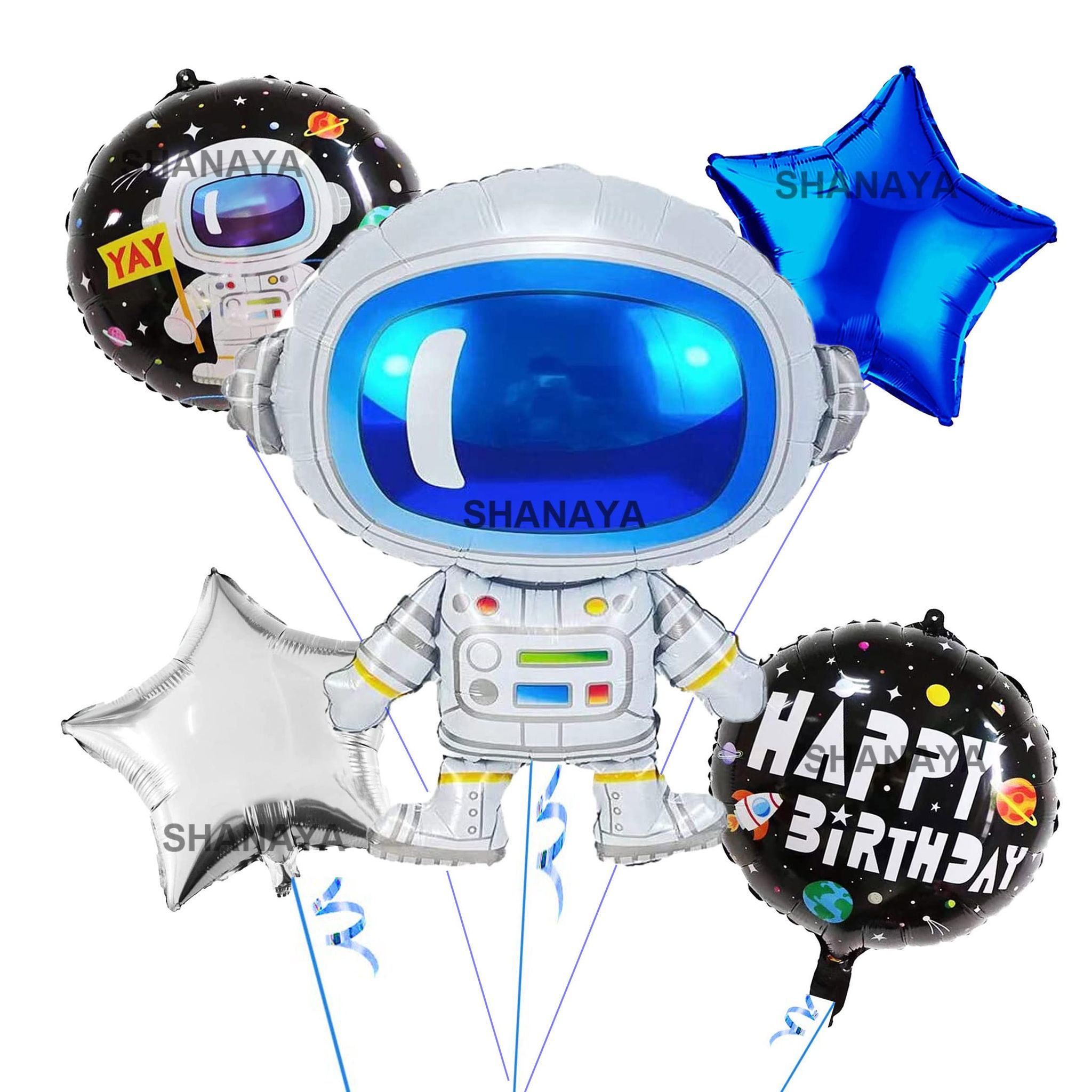 SHANAYA Foil Balloons For Girls Boys For Birthday Parties Decoration Space Theme - 5 Pieces