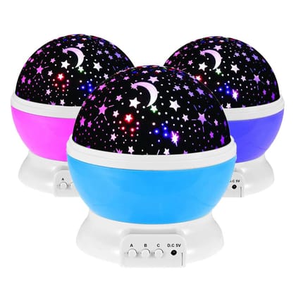 SHANAYA Kids Night Light, Night Light Ceiling Projector 360 Degree Rotating Star and Moon Light Projector with 8 Color Light Change for Kid Baby Girls Boys with USB Wire - Multicolor