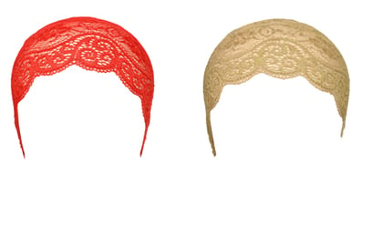 Girls and Womens Hijab Cap Hijab Headband, Under Hijab Scarf Red and Dark Beige Naqab Head Scarf (2 pcs)