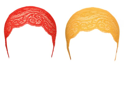 Girls and Womens Hijab Cap Hijab Headband, Under Hijab Scarf Red and Yellow Naqab Head Scarf (2 pcs)