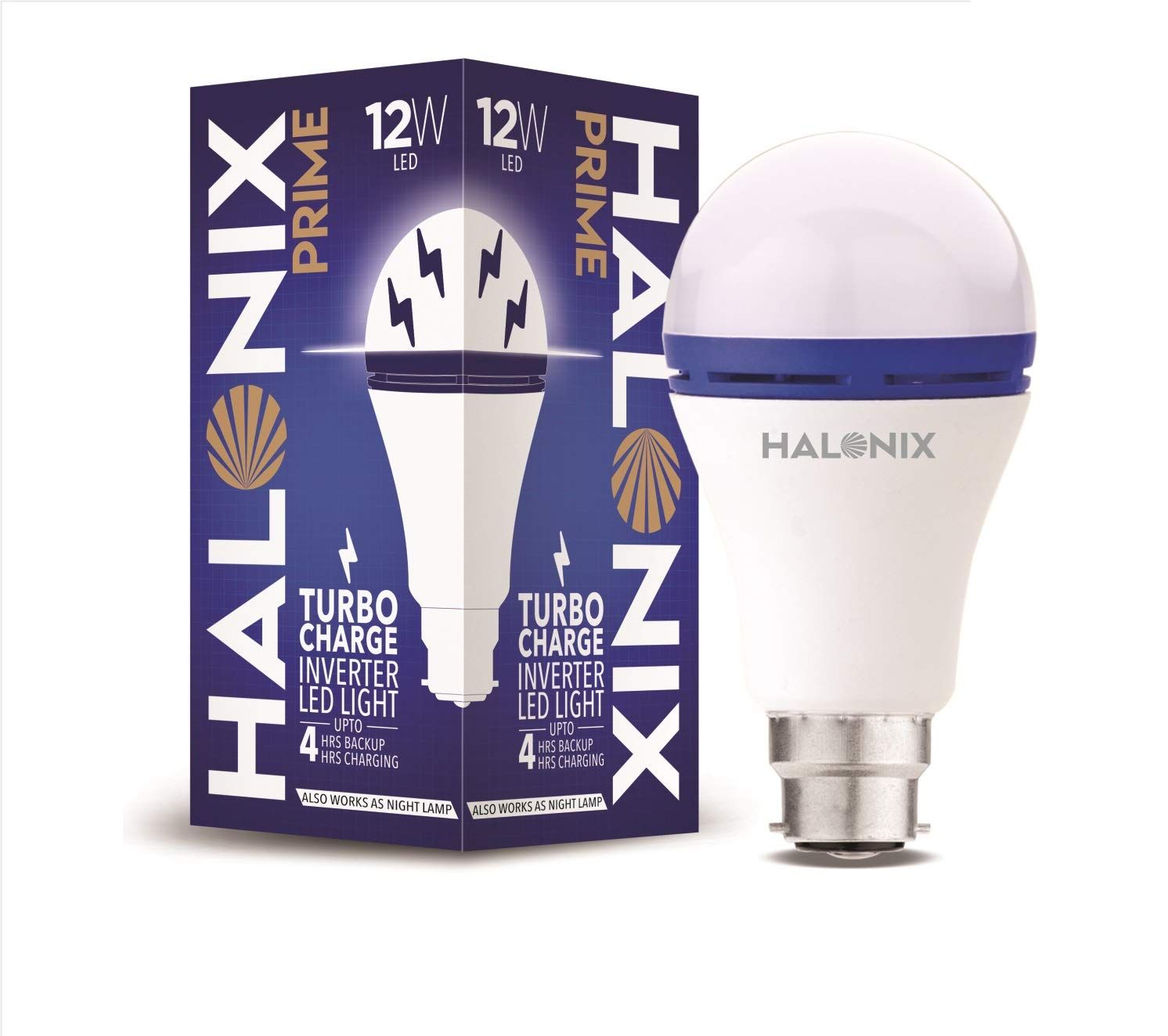 Halonix 12 Watts b22d LED White Emergency Inverter Bulb, Pack of 1, Halonix 12W Turbocharge Inverter Bulb