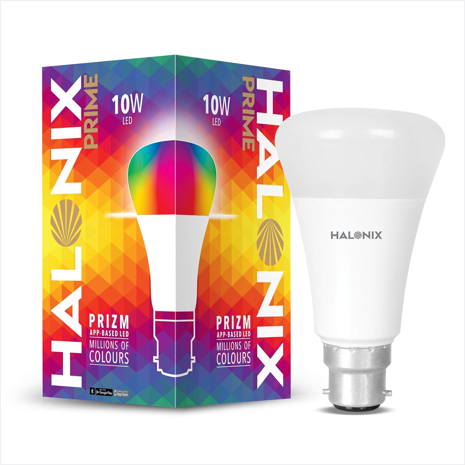 Halonix Prime Bluetooth Base B22D 10 Watt smart led bulb (16 Million Colors + Warm White/Neutral White/White)