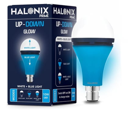 Halonix 10W Up Down Glow White & Blue 3 Modes led Bulb | Switch On-Switch Off to Change led Bulb Color | Decorative led Bulb | White and Blue Color