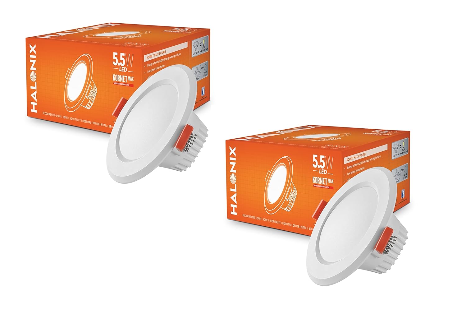 Halonix Kornet 5.5-Watt LED Downlighter (Pack of 2, Cool Day Light)