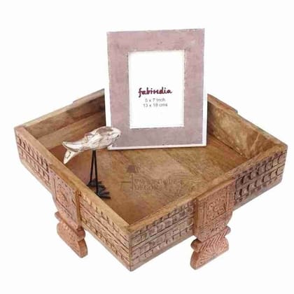 Indian Square Coffee Table | Wooden Side Chowki Table set 1