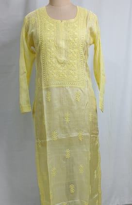 Silk Kurti With Handicrafted Chikankari Work