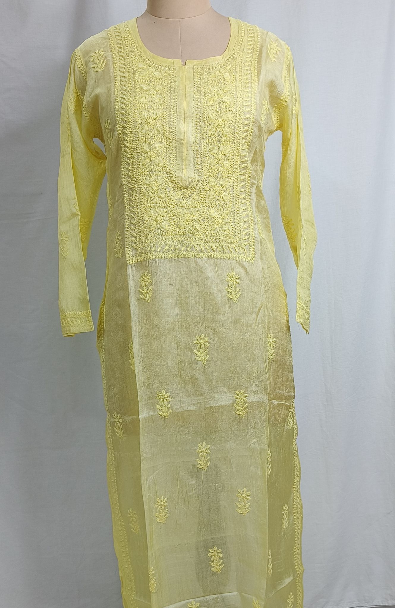 Silk Kurti With Handicrafted Chikankari Work