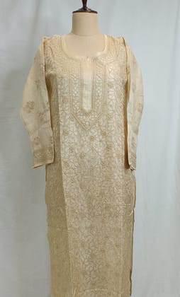 Silk Kurti With Handicrafted Chikankari Work