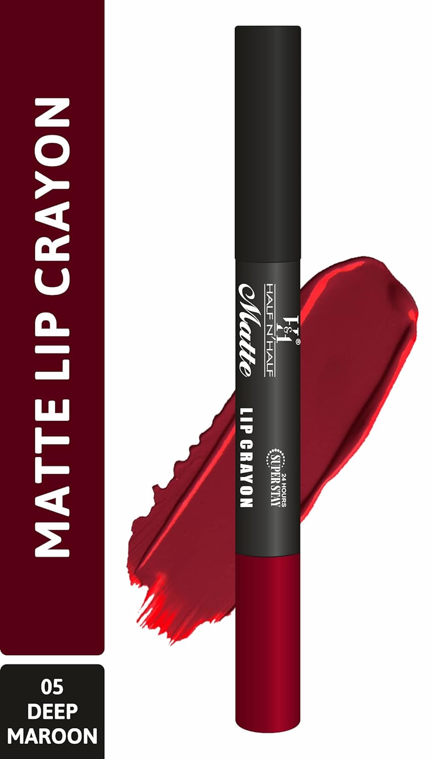 Buy 1 Get 1 Free! Half N' Half Crayon Lipstick 05-Deep Maroon (Matte)