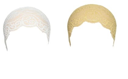 Girls and Womens Hijab Cap Hijab Headband, Under Hijab Scarf White and Cream Naqab Head Scarf (2 pcs)