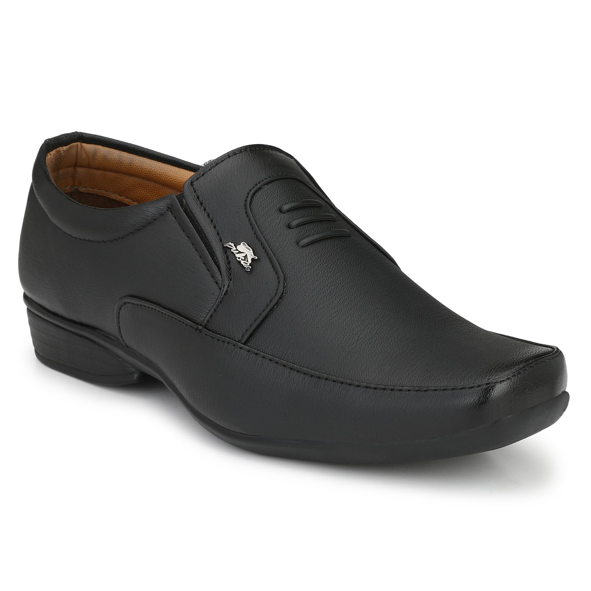 Stylelure Synthetic Leather Black Formal Office Shoes Slip On For Men