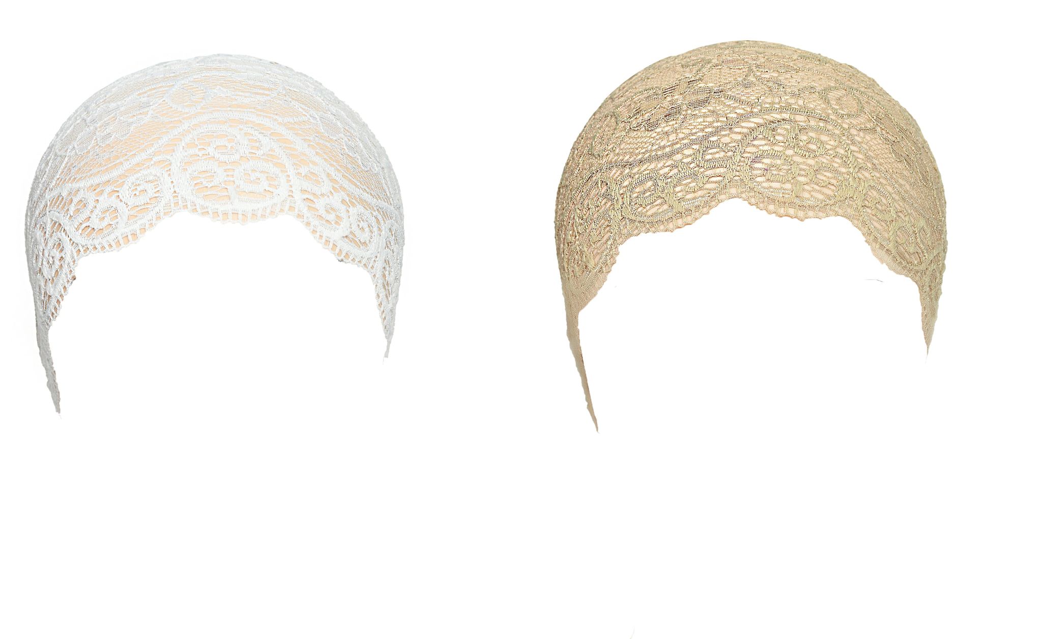 Girls and Womens Hijab Cap Hijab Headband, Under Hijab Scarf White and Light Beige Naqab Head Scarf (2 pcs)